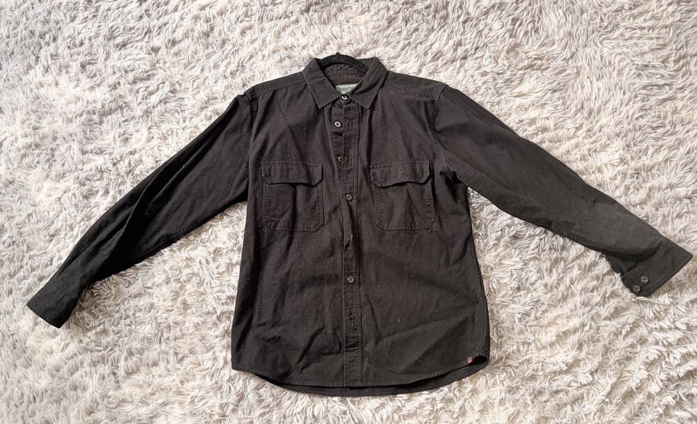 Woolrich Expedition Chamois Shirt Men M Long Sleeve Black